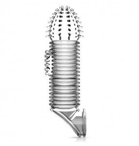 JEUSN - Crystal Penis Sleeve With Ball Strap Dot Type (L:13.5cm - D:3.9cm)